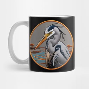 Grey Heron Embroidered Patch Mug